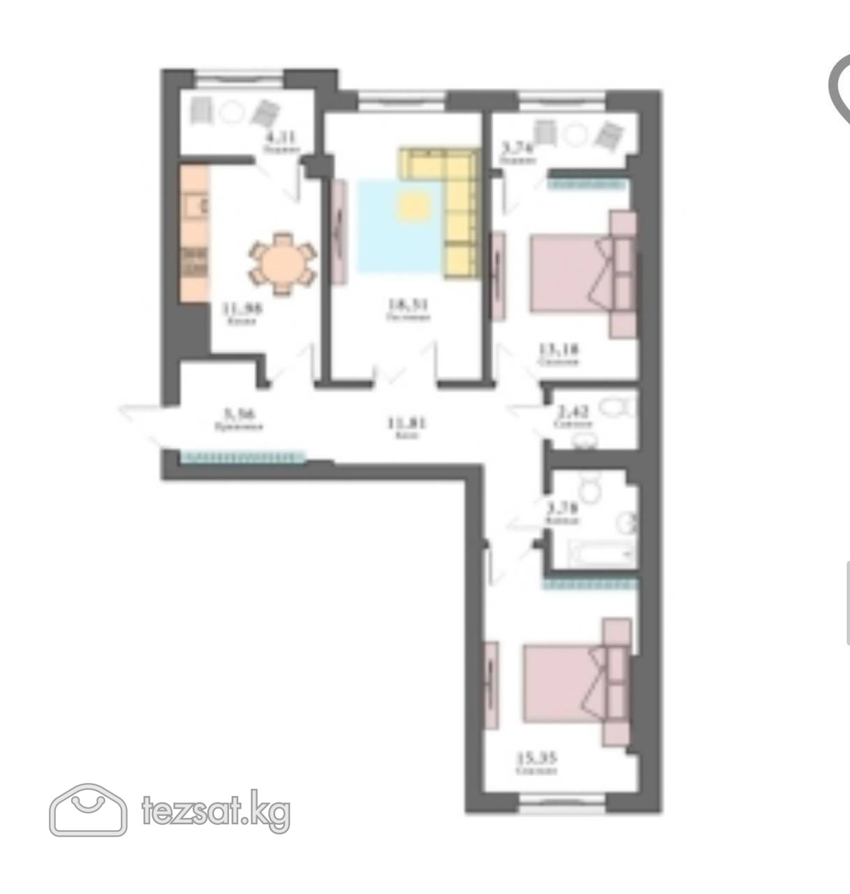 Продам 3 ком кв, район Анкара/Чокана Валиханова image 7